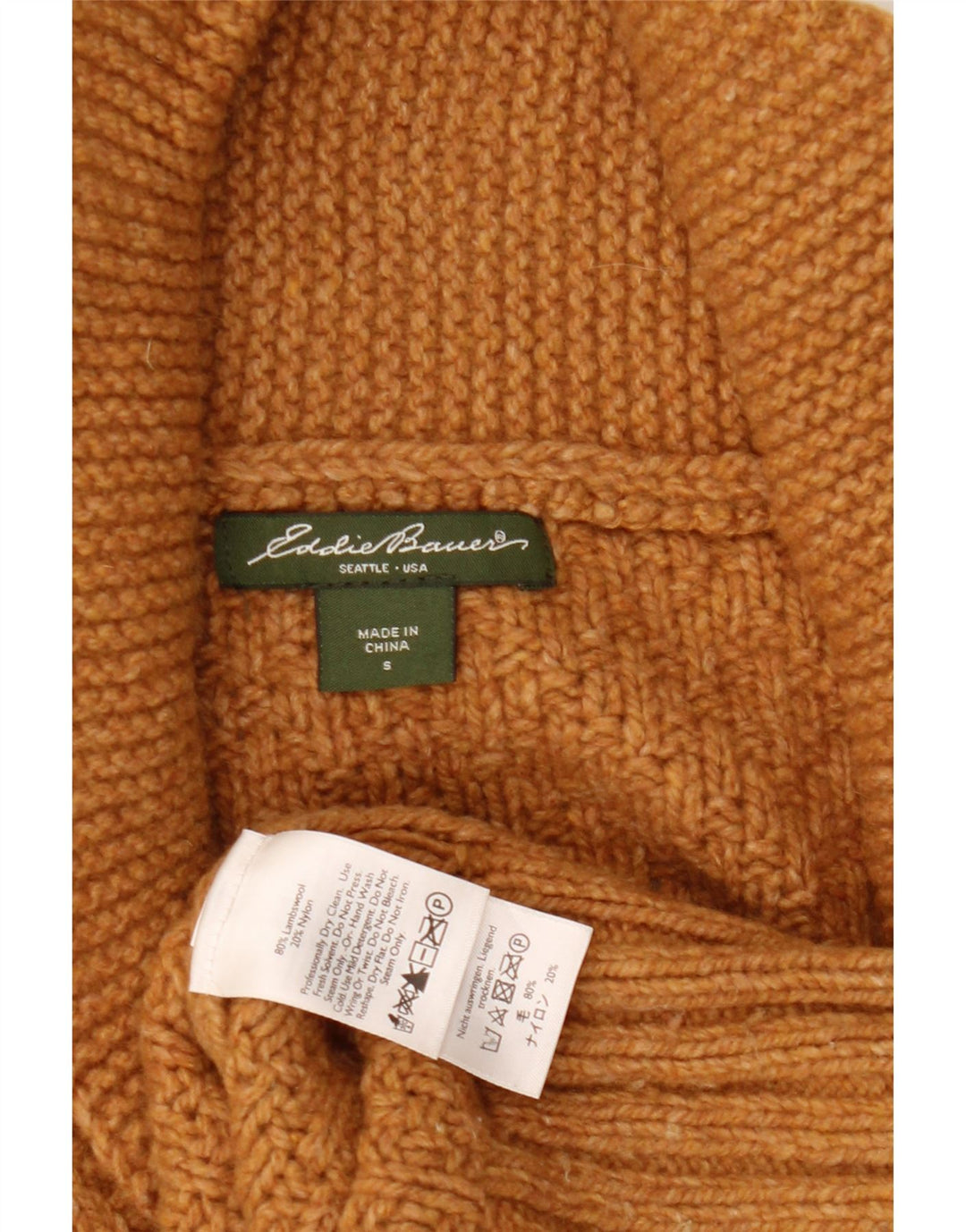 EDDIE BAUER Womens Oversized Cardigan Sweater UK 10 Small Brown Lambswool