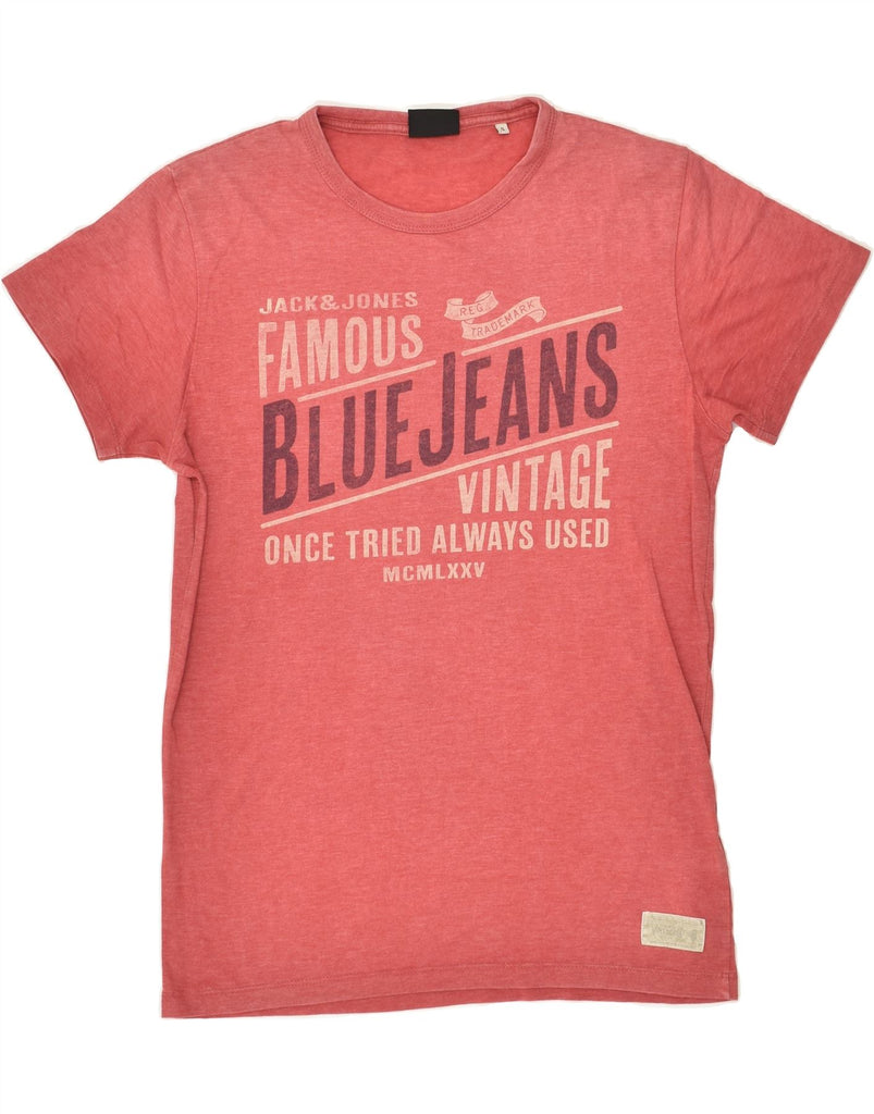 JACK & JONES Mens Graphic T-Shirt Top Small Red Cotton | Vintage Jack & Jones | Thrift | Second-Hand Jack & Jones | Used Clothing | Messina Hembry 