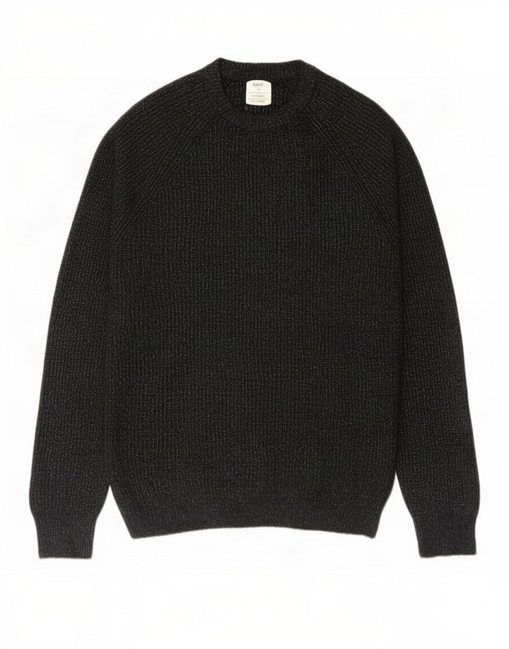 Marks & Spencer Mens Crew Neck Jumper Sweater Small Black Flecked Polyamide