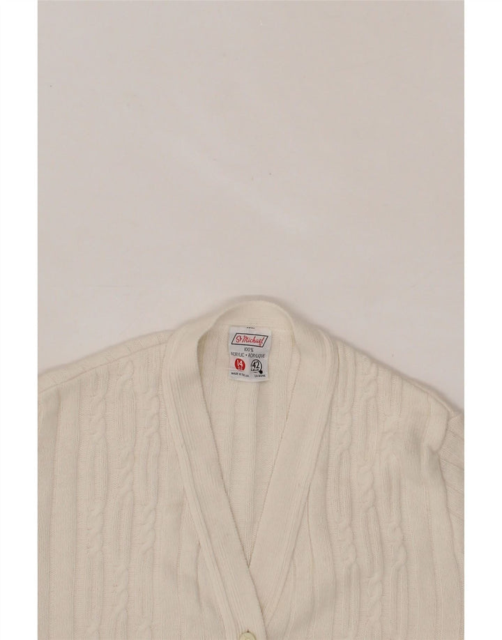 ST MICHAEL Womens Longline Cardigan Sweater UK 14 Medium White Acrylic Vintage St Michael and Second-Hand St Michael from Messina Hembry 