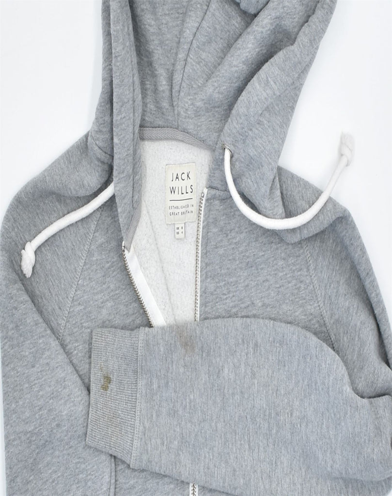 JACK WILLS Womens Zip Hoodie Sweater UK 8 Small Grey Cotton | Vintage | Thrift | Second-Hand | Used Clothing | Messina Hembry 