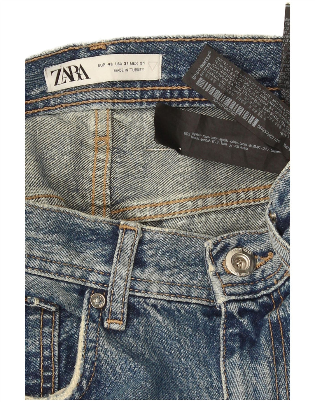 Zara Mens Distressed Cropped Jeans EU 40 Medium W31 L26 Blue Cotton