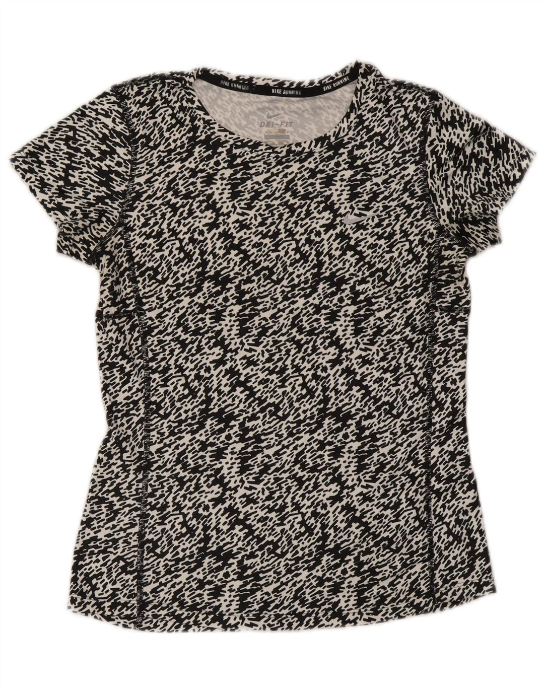 Nike Womens Dri Fit T-Shirt Top UK 6 XS Black Flecked Polyester