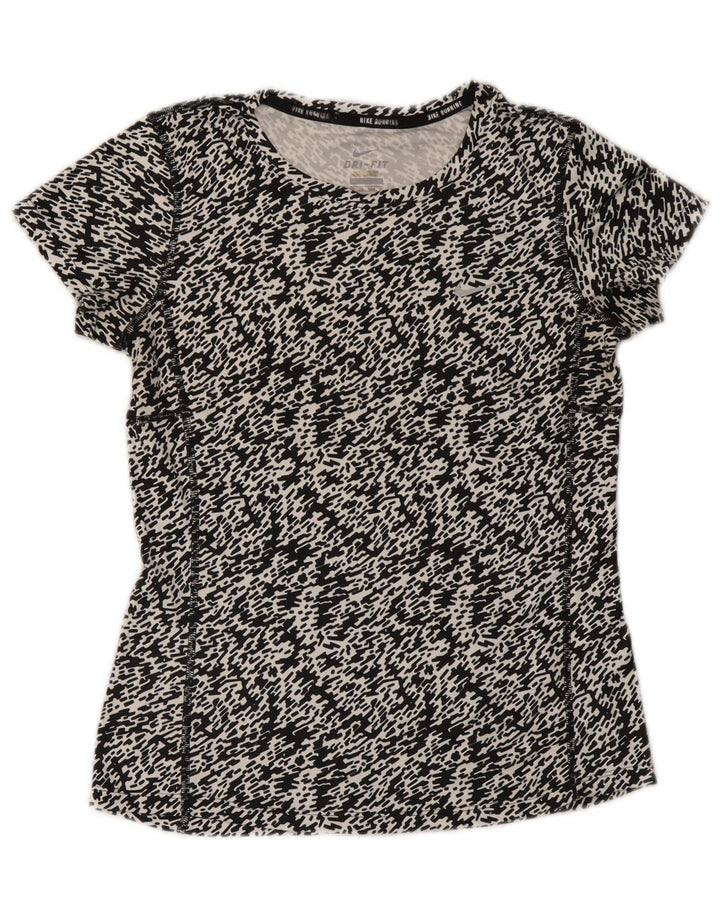 Nike Womens Dri Fit T-Shirt Top UK 6 XS Black Flecked Polyester