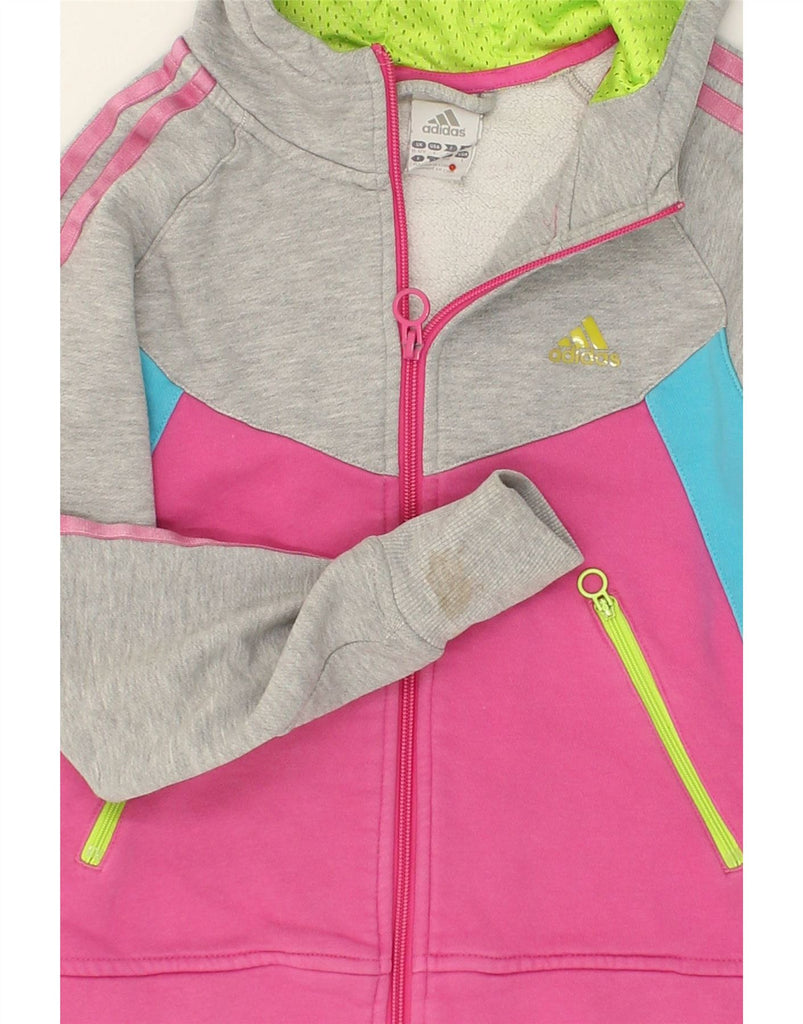 ADIDAS Girls Zip Hoodie Sweater 11-12 Years Multicoloured Colourblock | Vintage Adidas | Thrift | Second-Hand Adidas | Used Clothing | Messina Hembry 