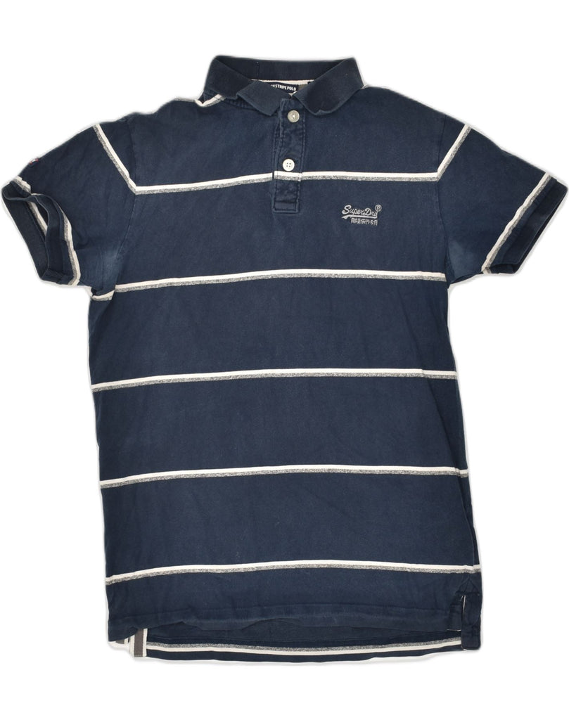 SUPERDRY Mens Polo Shirt Medium Navy Blue Striped Cotton | Vintage Superdry | Thrift | Second-Hand Superdry | Used Clothing | Messina Hembry 