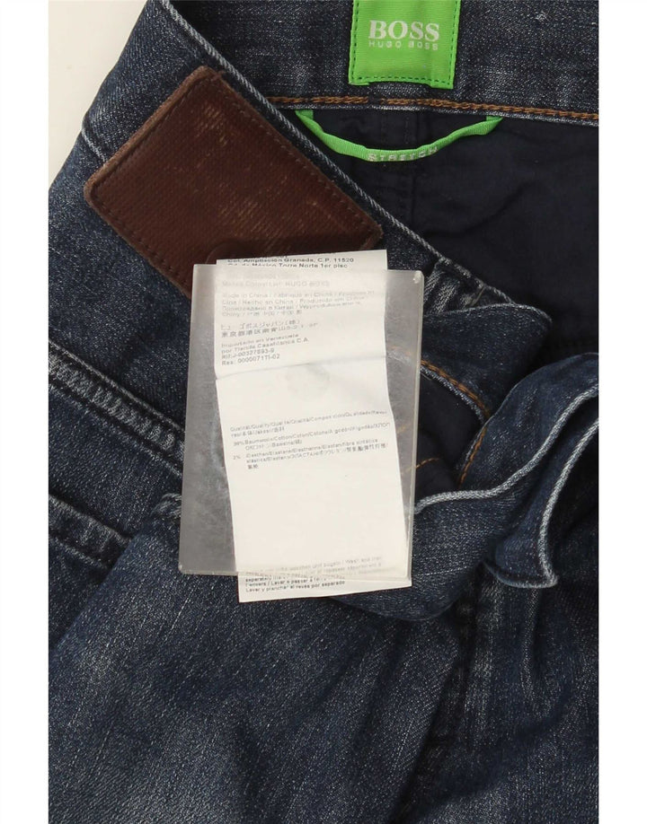 Hugo Boss Mens Stretch Straight Jeans W32 L30 Navy Blue Cotton
