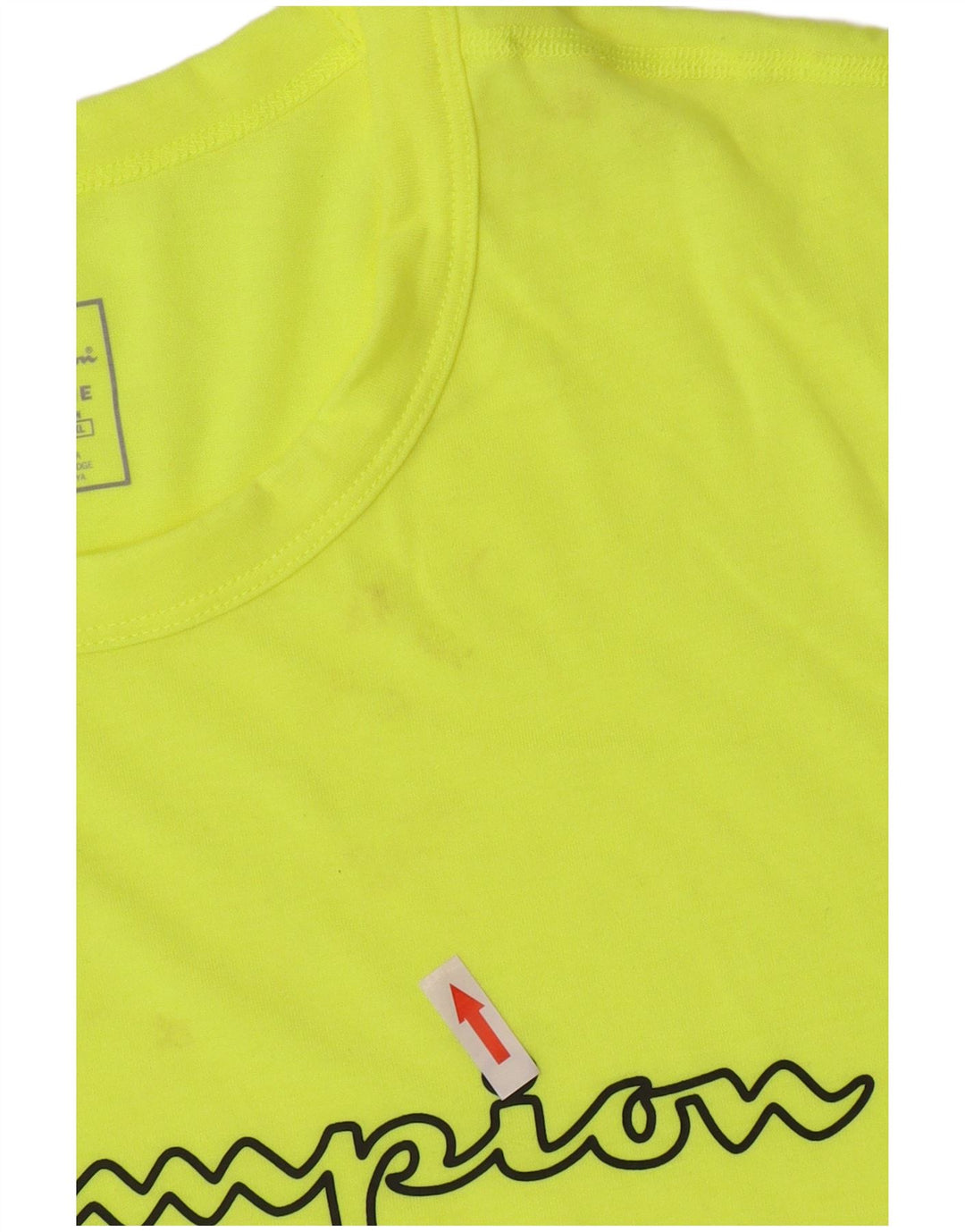 Champion Mens Graphic T-Shirt Top 2XL Yellow Polyester