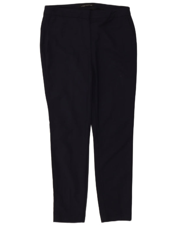 Zara Womens Skinny Casual Trousers EU 44 Large W34 L29 Navy Blue Cotton