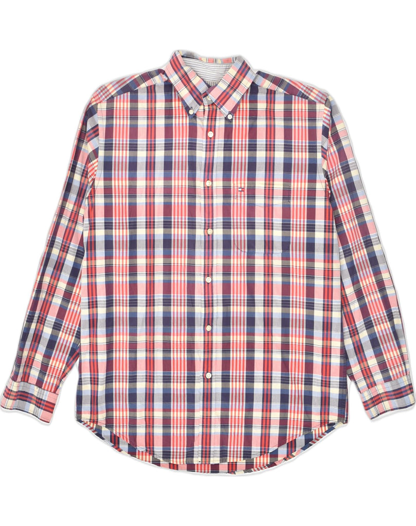 TOMMY HILFIGER Mens Shirt Medium Red Check Cotton | Vintage Tommy Hilfiger | Thrift | Second-Hand Tommy Hilfiger | Used Clothing | Messina Hembry 