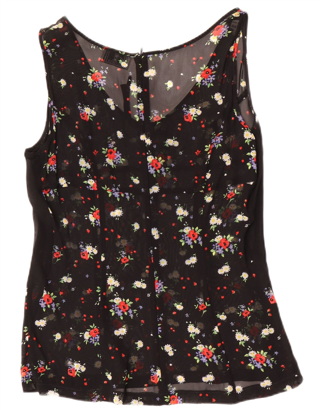 Oliver By Valentino Womens Sleeveless Blouse Top IT 44 Medium Black Floral