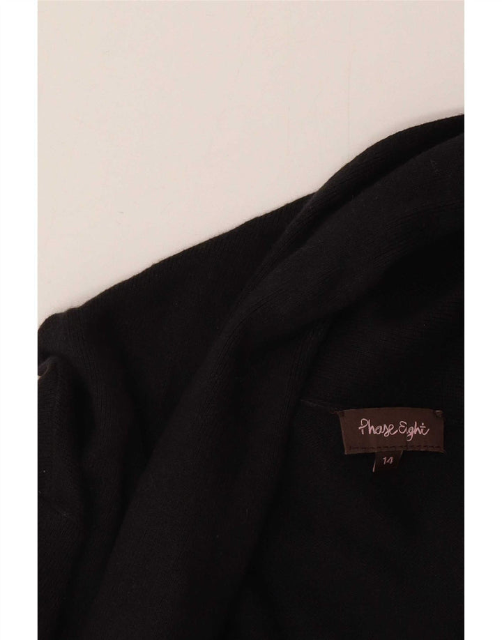 Phase Eight Womens Longline Open Cardigan Sweater UK 14 Medium Black Cotton
