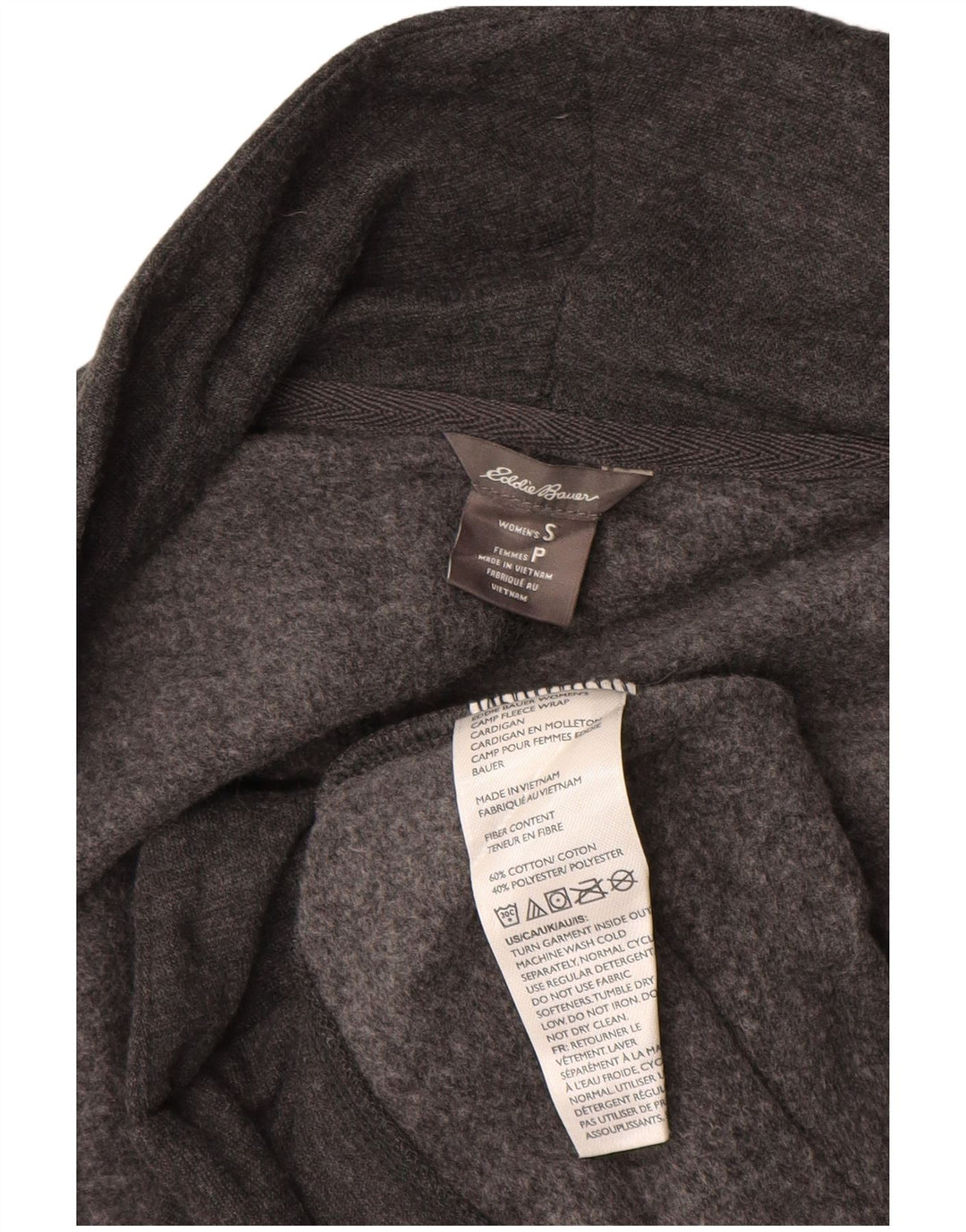 Eddie Bauer Womens Oversized Open Cardigan Sweater UK 10 Small Grey Cotton