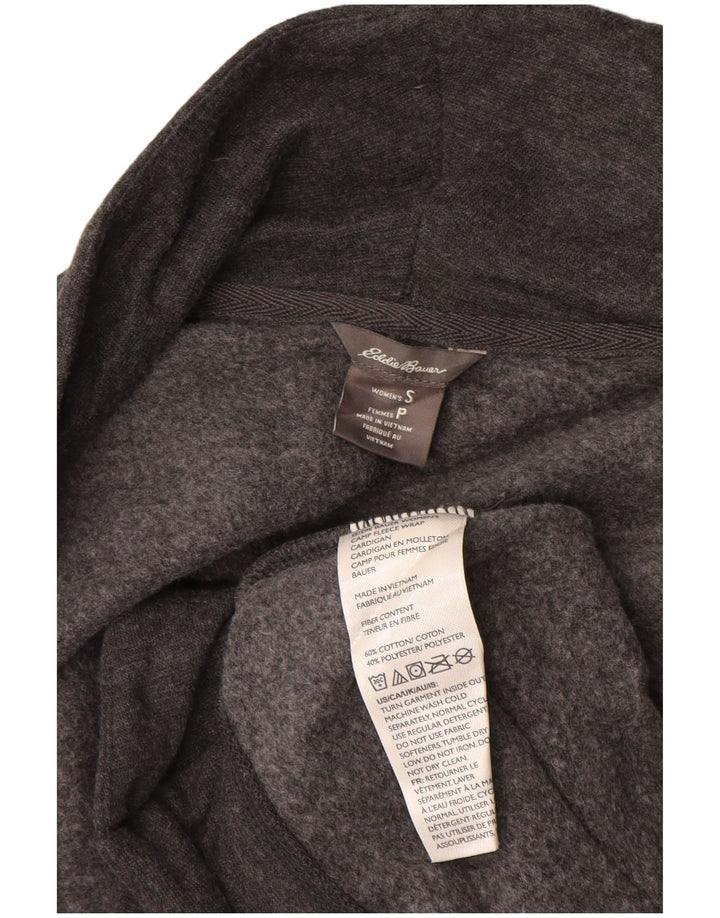 Eddie Bauer Womens Oversized Open Cardigan Sweater UK 10 Small Grey Cotton