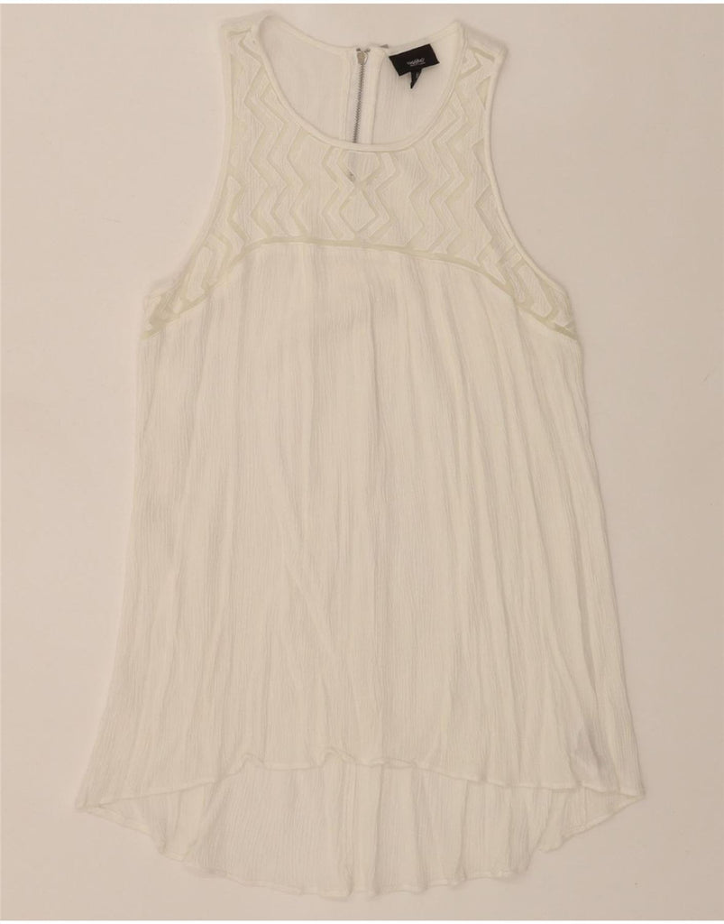 MOSSIMO Womens Sleeveless Tunic Dress UK 12 Medium White Rayon Vintage Mossimo and Second-Hand Mossimo from Messina Hembry 
