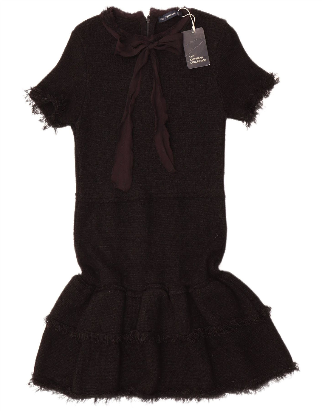 Zara Womens Front Tie Mermaid Dress UK 12 Medium Black Viscose