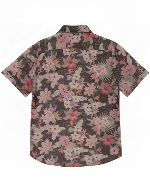 Marlboro Classics Mens Short Sleeve Custom Fit Shirt Large Black Floral