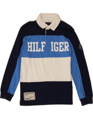 TOMMY HILFIGER Boys Graphic Rugby Polo Shirt 8-9 Years Medium Navy Blue