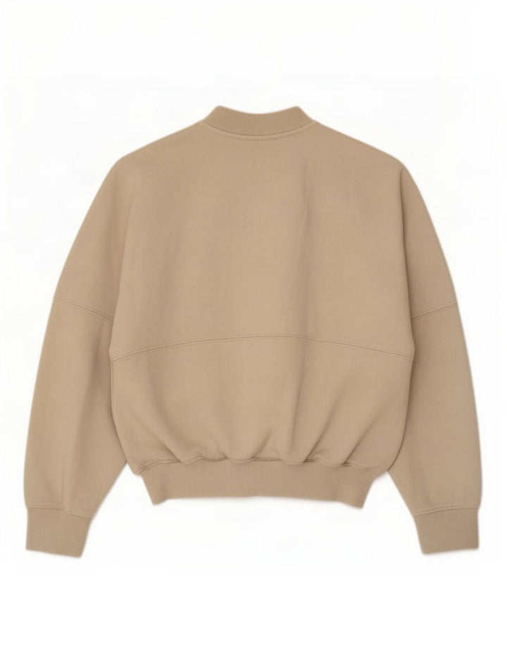 Zara Womens Oversized Tracksuit Top Jacket UK 10 Small Beige Cotton