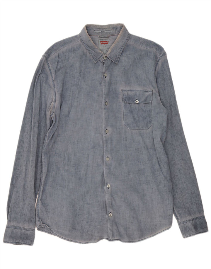Levi's Mens Modern Fit Shirt Large Blue Cotton