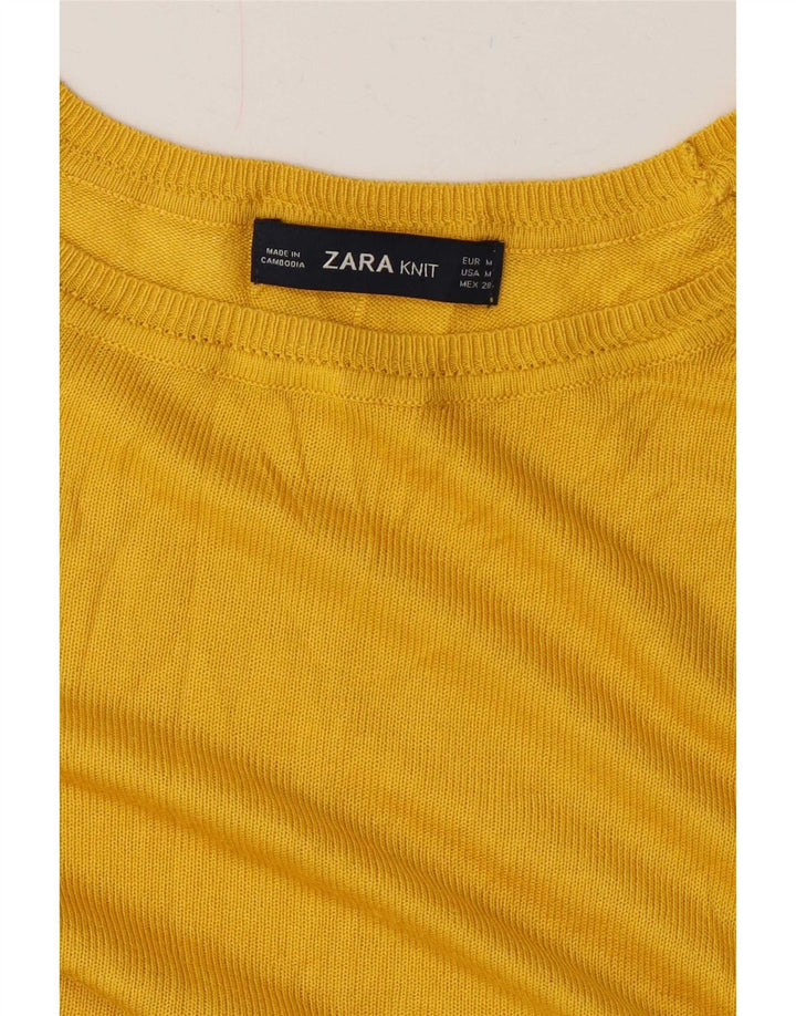 Zara Womens Oversized Boat Neck Jumper Sweater UK 14 Medium Yellow