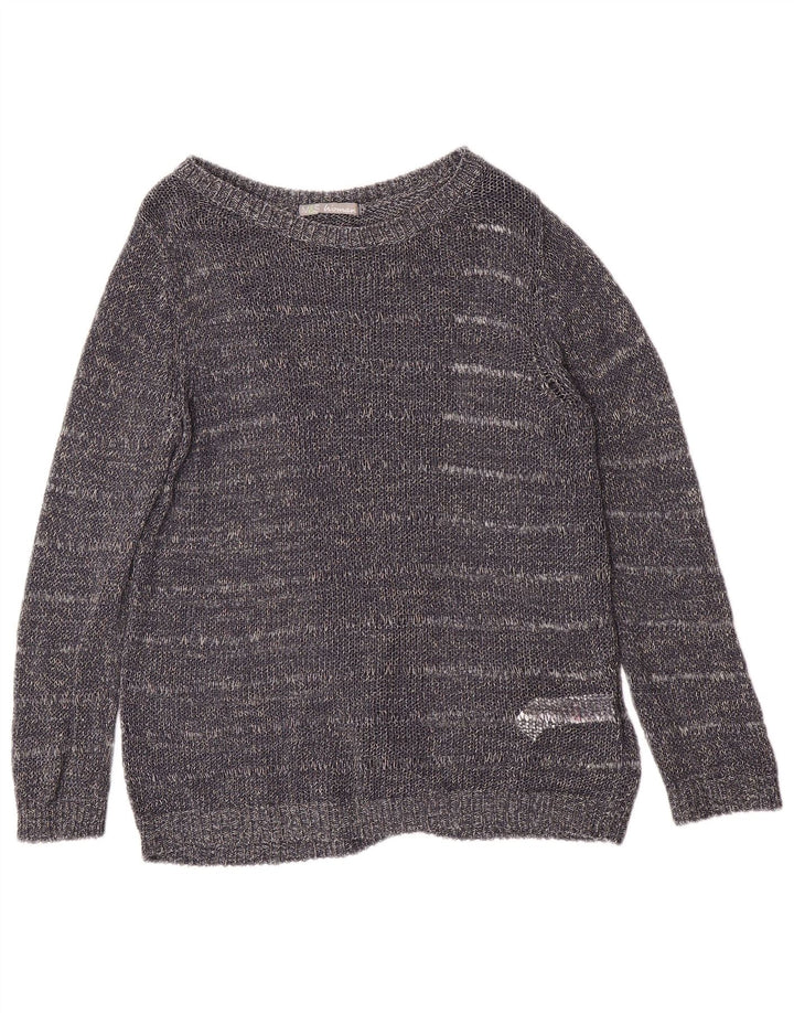 Marks & Spencer Womens Boat Neck Jumper Sweater UK 12 Medium Navy Blue