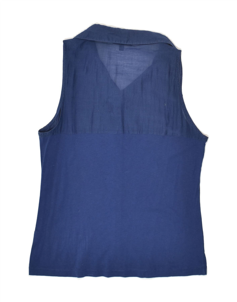 MASSIMO DUTTI Womens Sleeveless Shirt UK 10 Small Navy Blue | Vintage Massimo Dutti | Thrift | Second-Hand Massimo Dutti | Used Clothing | Messina Hembry 