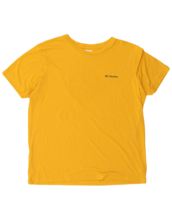 Columbia Mens Graphic T-Shirt Top XL Yellow Polyester