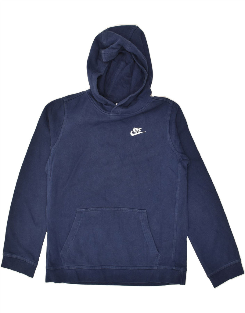 NIKE Girls Hoodie Jumper 13-14 Years XL Navy Blue Cotton | Vintage Nike | Thrift | Second-Hand Nike | Used Clothing | Messina Hembry 