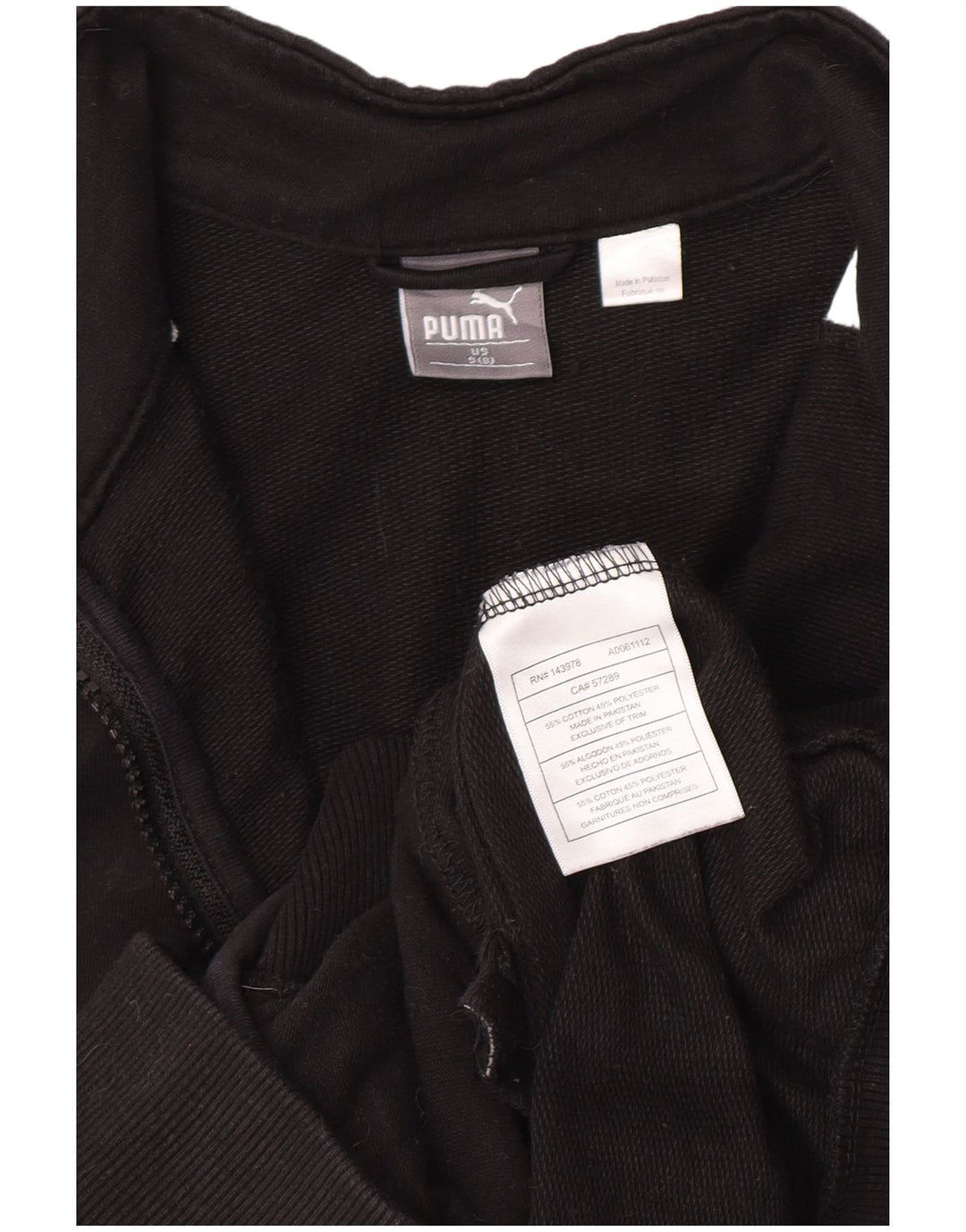 Puma Boys Tracksuit Top Jacket 7-8 Years Small Black Colourblock Cotton