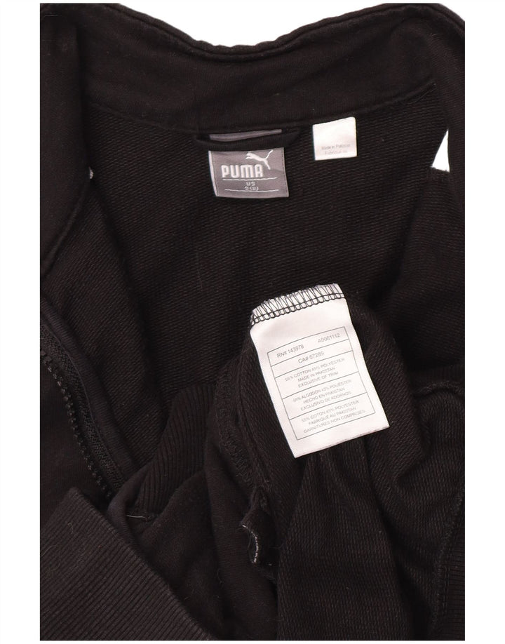 Puma Boys Tracksuit Top Jacket 7-8 Years Small Black Colourblock Cotton