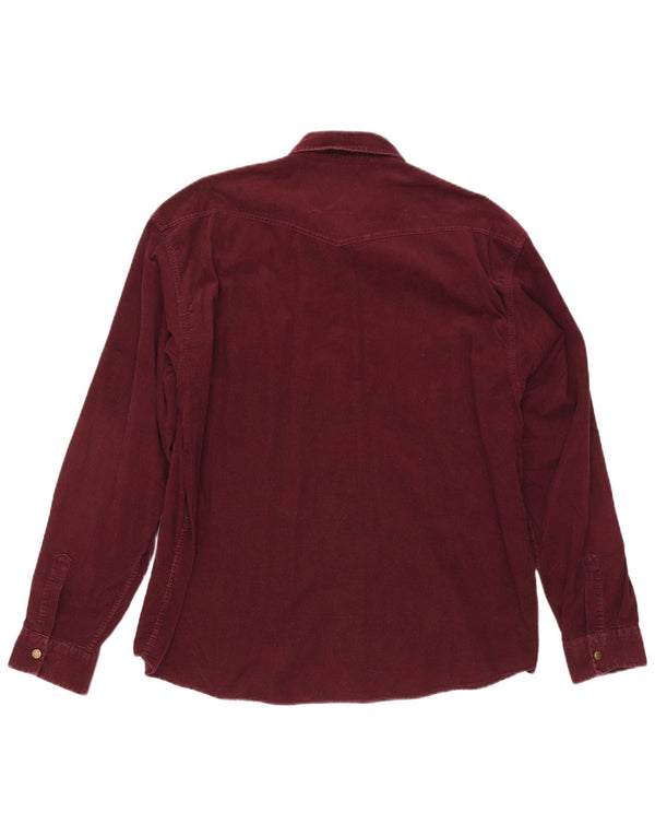 Vintage Mens Corduroy Shirt Size 45/46 2XL Burgundy Cotton