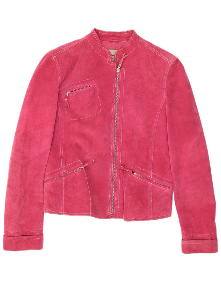 Conbipel Womens Suede Jacket IT 46 Large Pink Leather