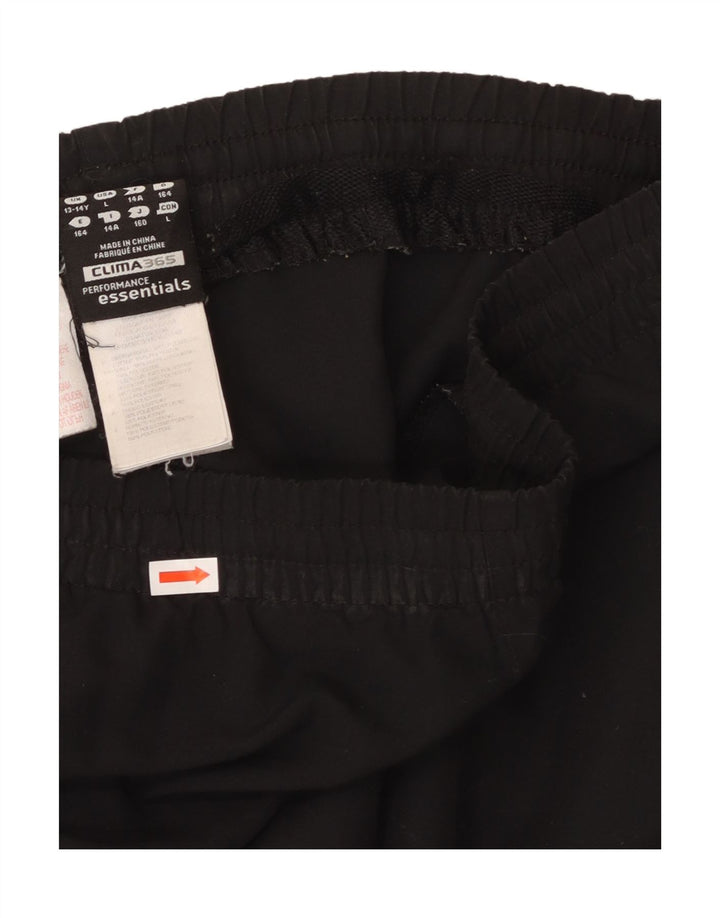 ADIDAS Boys Climalite Tracksuit Trousers 13-14 Years Black Polyester