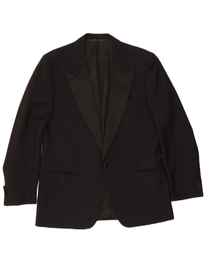 Gemelli Mens 1 Button Blazer Jacket UK 42 XL Black Wool