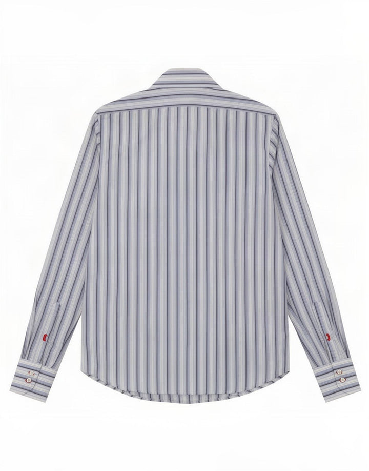 Benetton Mens Shirt Medium Blue Striped Cotton