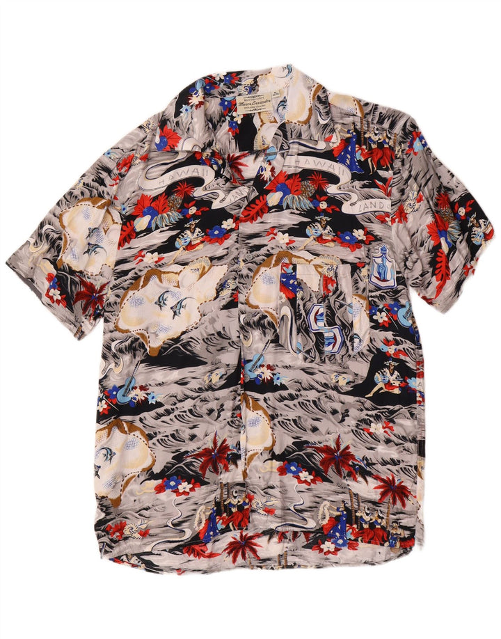MAURO GESANDRO Mens Graphic Shirt IT 48/50 Medium Multicoloured Hawaiian