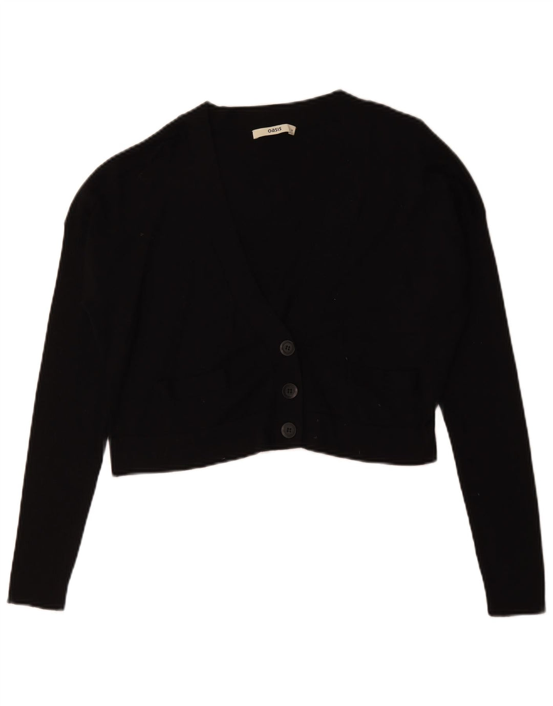 Oasis Womens Crop Oversized Cardigan Sweater UK 14 Medium Black Cotton