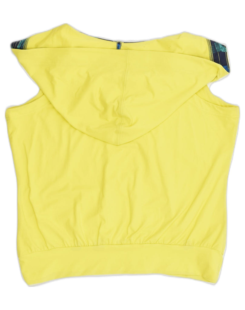 REEBOK Womens Sleeveless Hoodie Jumper UK 14 Medium Yellow Polyamide | Vintage Reebok | Thrift | Second-Hand Reebok | Used Clothing | Messina Hembry 