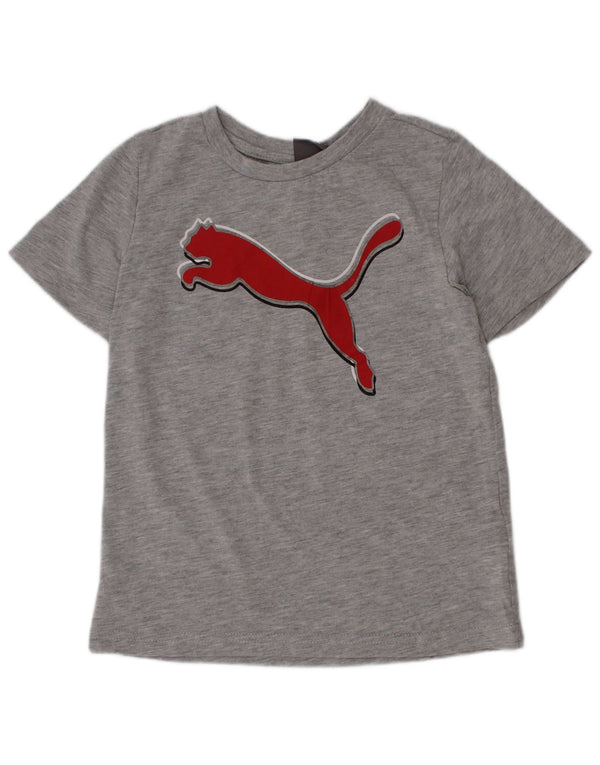 Puma Boys Graphic T-Shirt Top 4-5 Years Grey Cotton