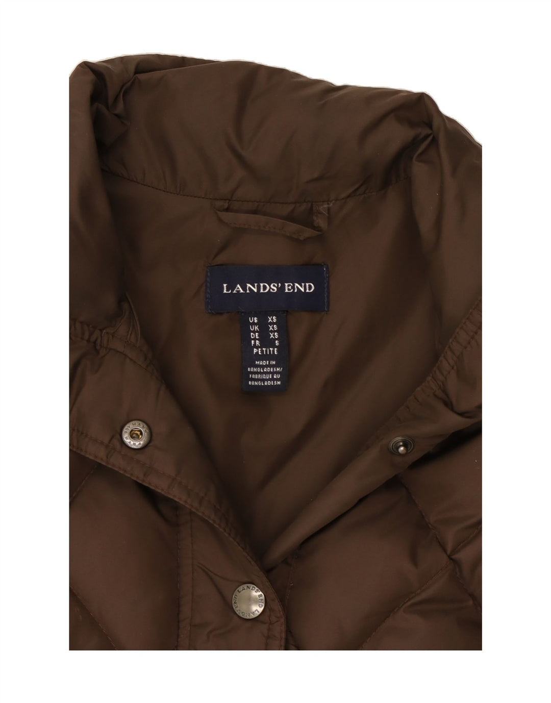 LANDS END Womens Padded Gilet UK 6 XS Brown Nylon Vintage Lands End and Second-Hand Lands End from Messina Hembry 