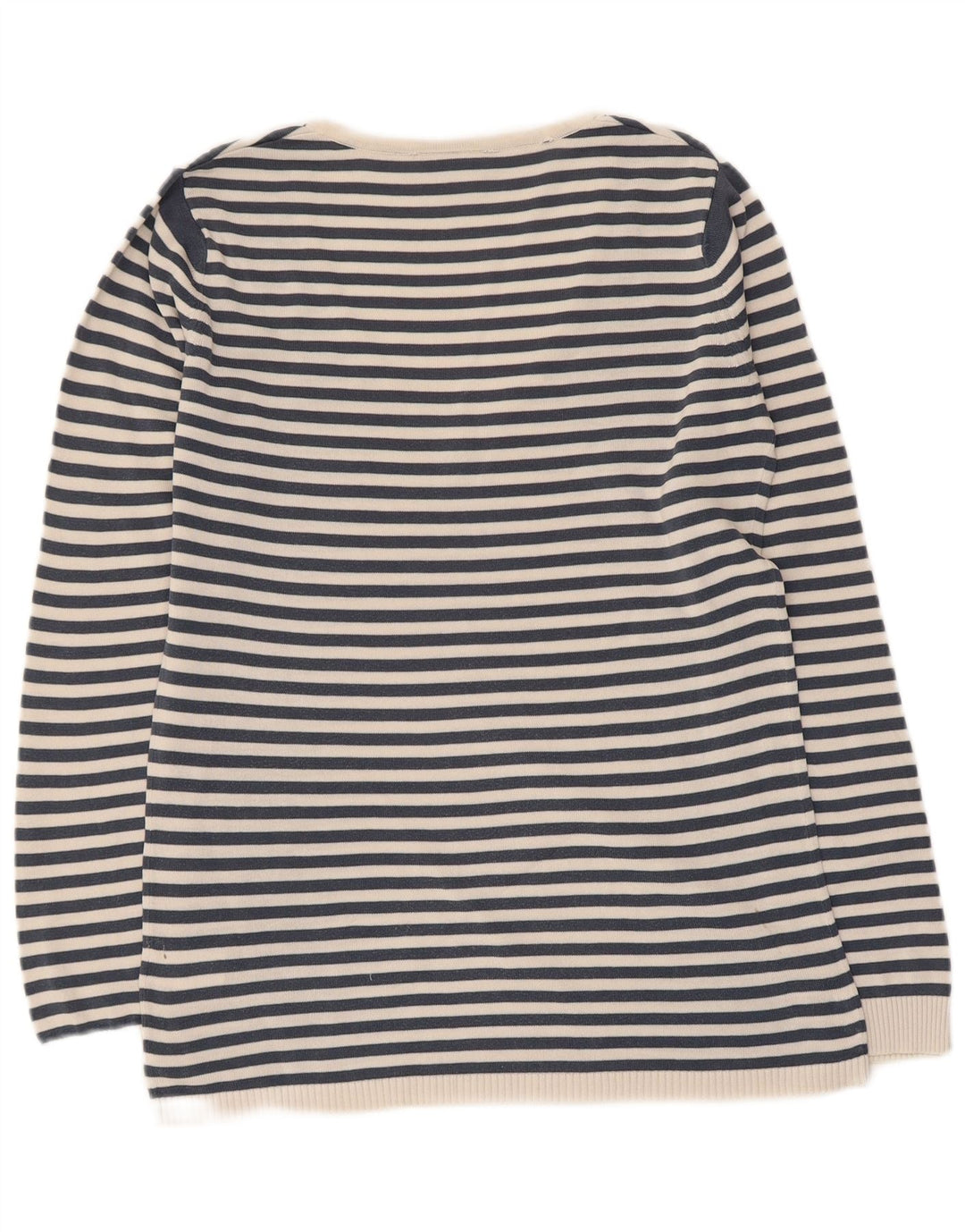 Lacoste Womens V-Neck Jumper Sweater Size 38 Medium Navy Blue Striped