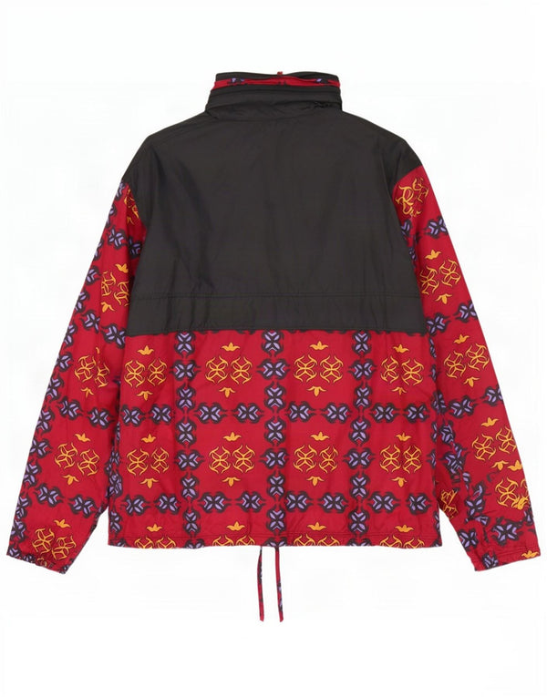 Vintage Mens Loose Fit Hooded Anorak Rain Jacket UK 38 Medium Red Geometric