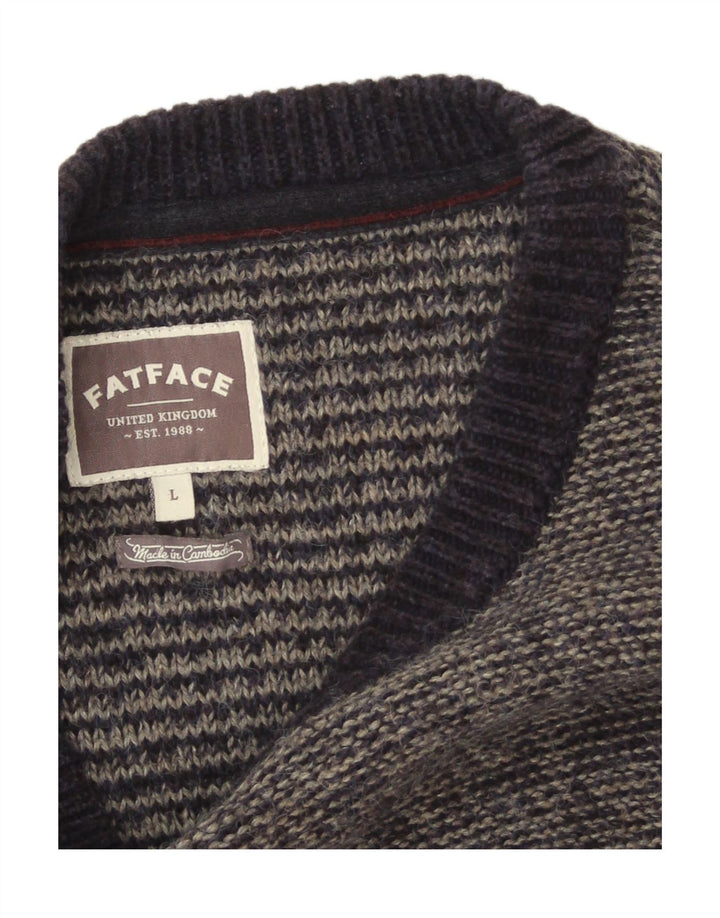 Fat Face Mens Boat Neck Jumper Sweater Large Grey Cotton