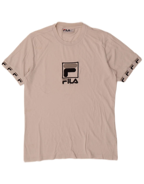 Fila Mens Graphic T-Shirt Top Small White Cotton