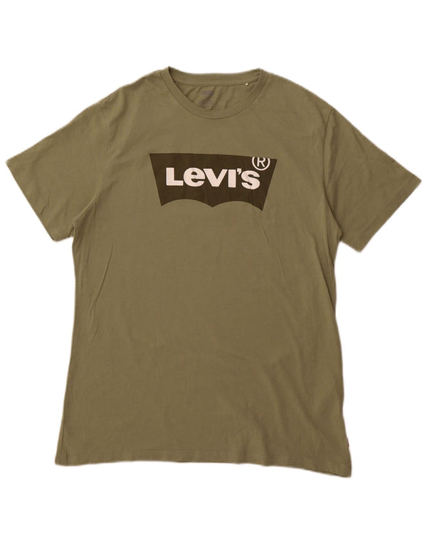 Levi's Mens Graphic T-Shirt Top Medium Khaki Cotton