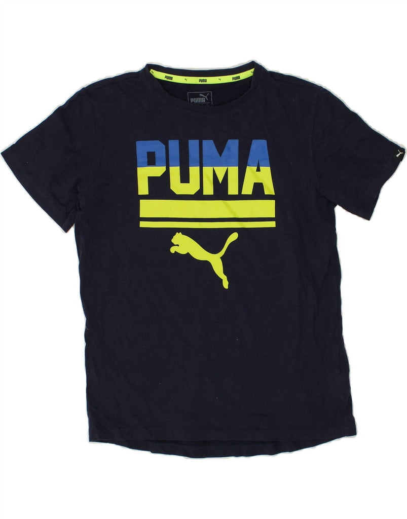 PUMA Boys Graphic T-Shirt Top 13-14 Years  XL  Navy Blue Cotton | Vintage Puma | Thrift | Second-Hand Puma | Used Clothing | Messina Hembry 