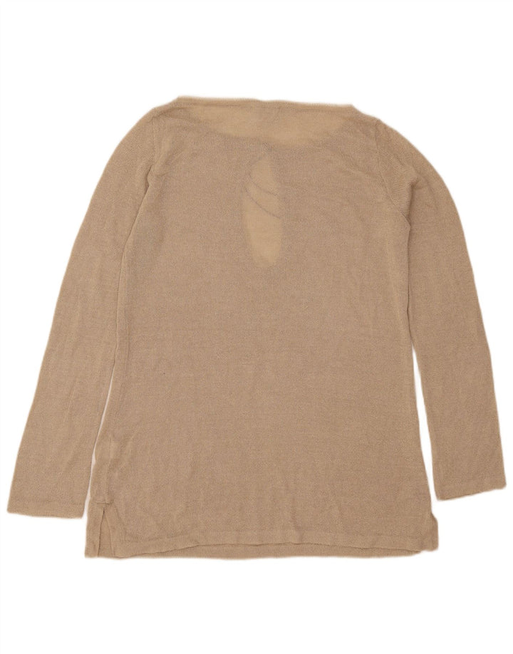 Zara Womens Top Long Sleeve UK 14 Medium Beige Acrylic
