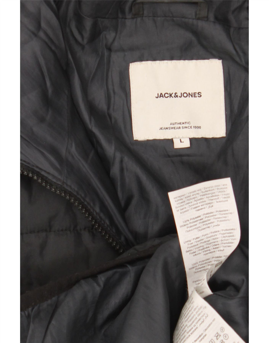 Jack & Jones Mens Hooded Padded Jacket UK 40 Large Black Polyester