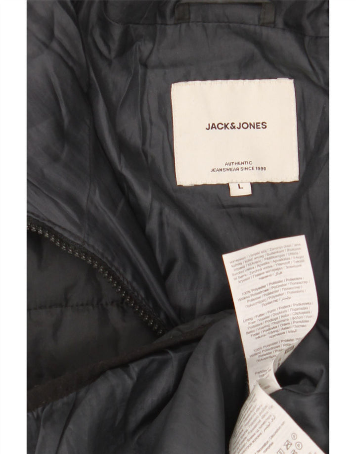 Jack & Jones Mens Hooded Padded Jacket UK 40 Large Black Polyester